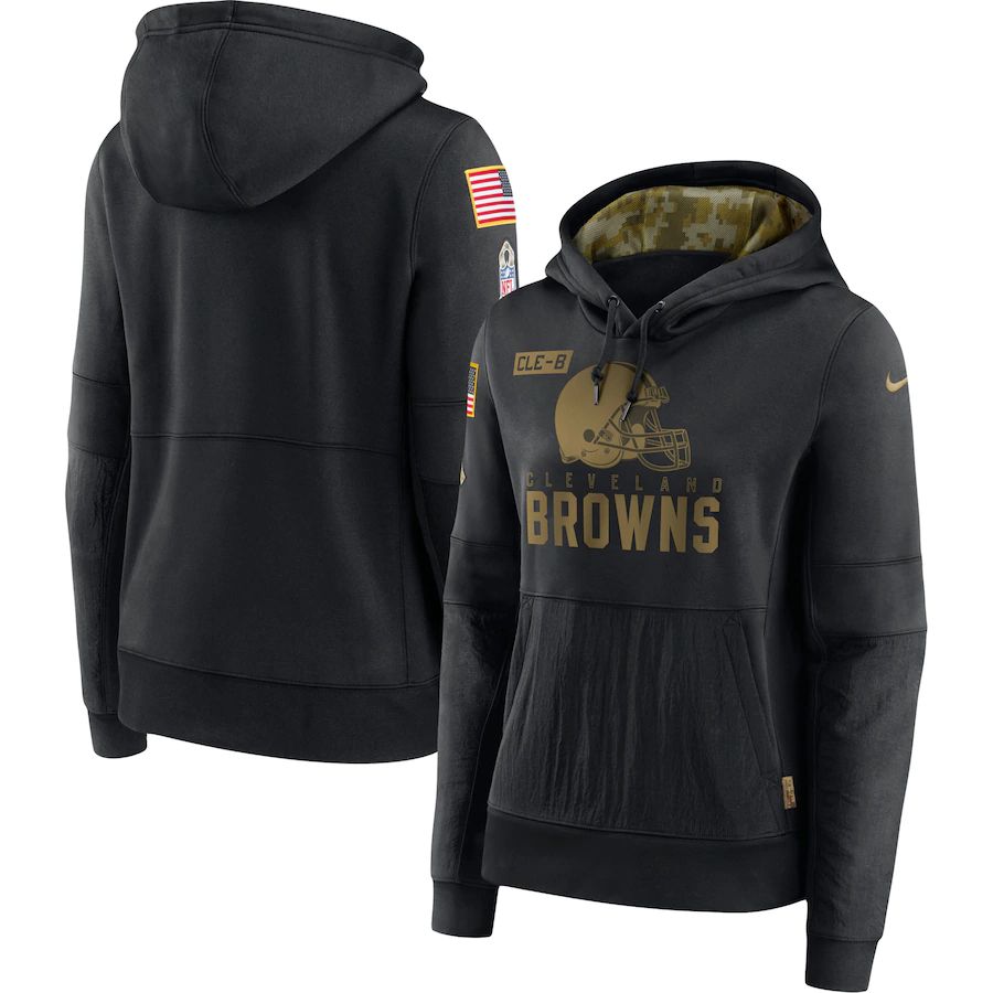 Women Cleveland Browns Black Salute To Service Hoodie Nike NFL Jerseys->women nfl jersey->Women Jersey